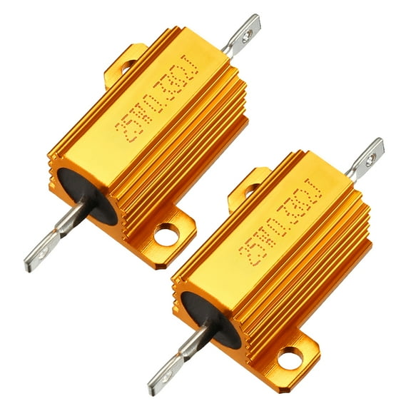 25W 0.33 Ohm Aluminium Housing Chassis Mount Wirewound Power Resistors Gold 2pcs