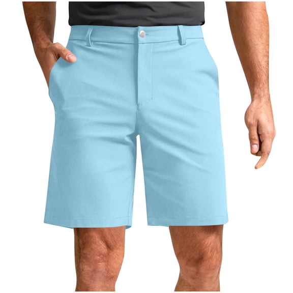 BVnarty Men's Golf Shorts, Casual Work Dress Shorts, Flat Front Lightweight Travel Button Waist Shorts with Pockets Light Blue M