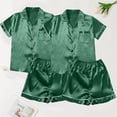 thumbnail image 4 of Pajamas Sets Women Satin Short Sleeve Sleepwear Button Down Loungewear Pjs Set with Pants, 4 of 4