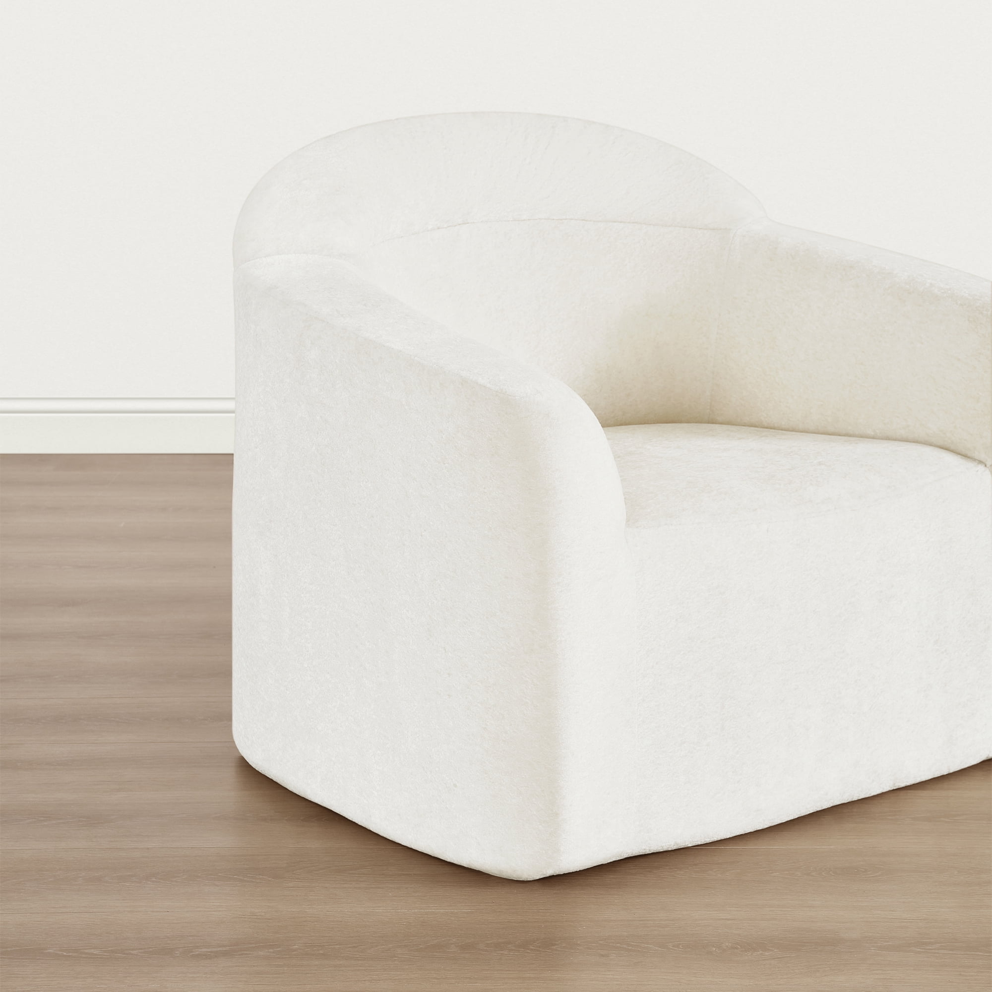 Spruce & Spring Modern Accent Chair with Compression Sponge Cushion, No Assembly, Cream
