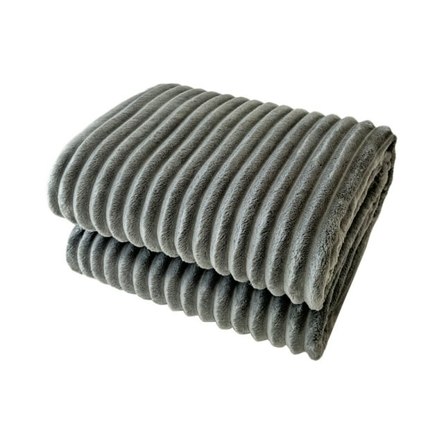 Fesfesfes Couverture en Flanelle Rayée Légère Chaude Douce pour Canapé Lit Couche Confortable en Microfibre Design Réversible Décoration de Salon