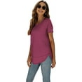 thumbnail image 3 of Women's Summer Tops Short Sleeve Round Neck Side Split Tees Loose Fit Tunic Shirts XL, 3 of 4