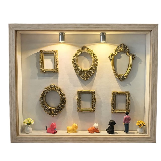 DIY Silhouette Shadow Box Frame Kit, Mini Gold Memory Collage Picture Frame for Crafts, Mothers Day, Anniversary, Wedding Gift, 8.5x10.5 Inches
