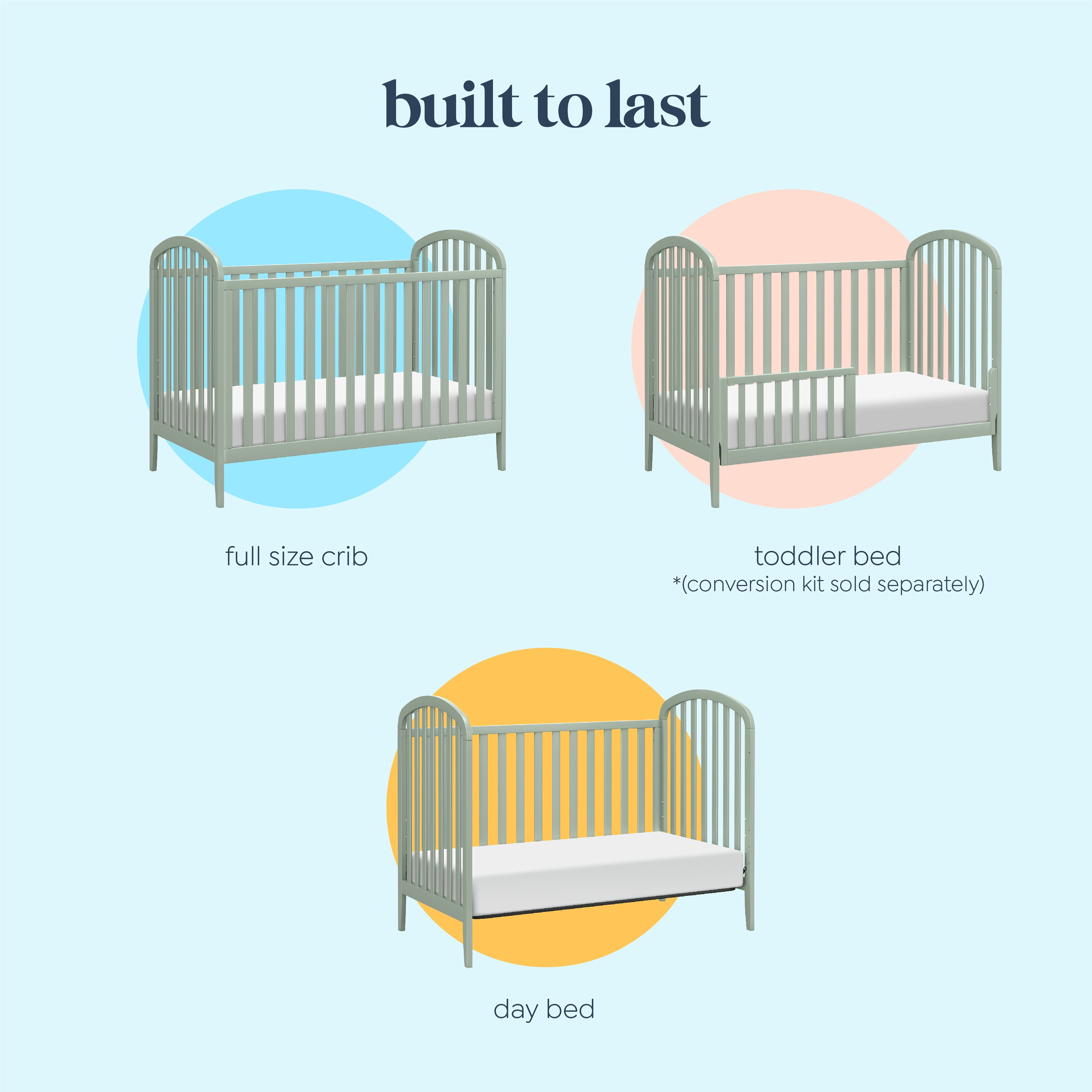 daVinci Beau 3-in-1 Convertible Crib in Light Sage