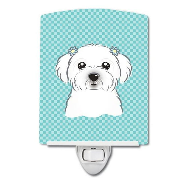 Carolines Treasures BB1146CNL Checkerboard Blue Maltese Ceramic Night Light