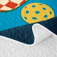 thumbnail image 5 of Castle Fairy Sport Pickleball Twin Quilt Set,Checkered Paddle Pattern Twin Coverlet Set,Blue Red, 5 of 7