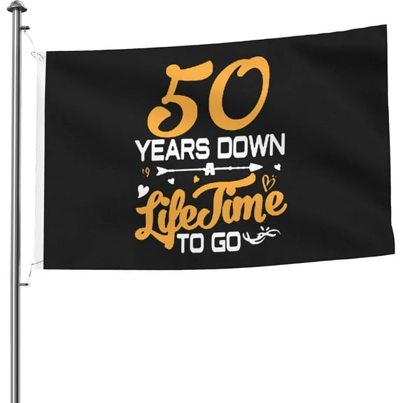 50th Wedding Anniversary Flags 5x8 Ft Yard Flag Indoor Decoration Banner With Grommets