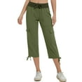 thumbnail image 3 of Lenpel Women's Cargo Capri Pants Lightweight High Waisted Drawstring Cropped Hiking Pants Summer Casual Travel Shorts with Pockets, 3 of 5