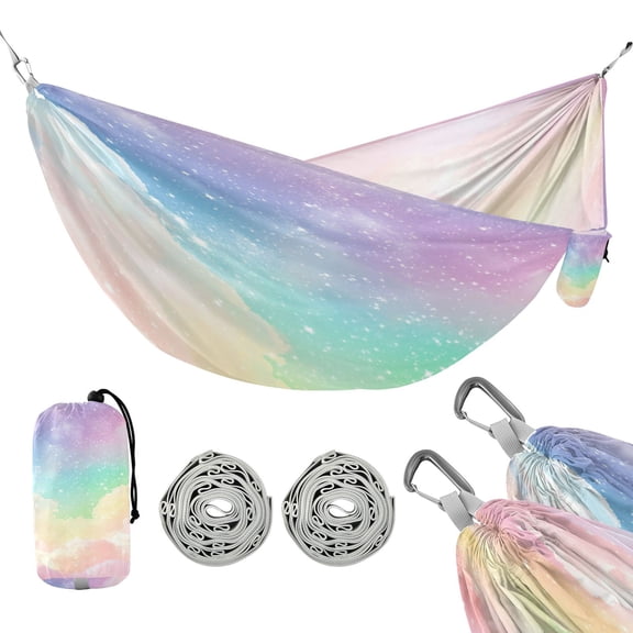Portable Outdoor Camping Hammock Travel Hammock Ideal for Backpacking, Hiking, and Travel Virbant Pastel Rainbow Sky