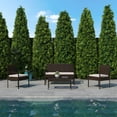 thumbnail image 3 of BizChair Series 4 Piece Brown Patio Set with Steel Frame and Beige Cushions, 3 of 13
