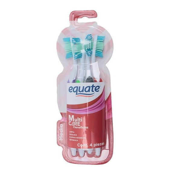 Cepillo dental Equate multi care beneficios 4 piezas