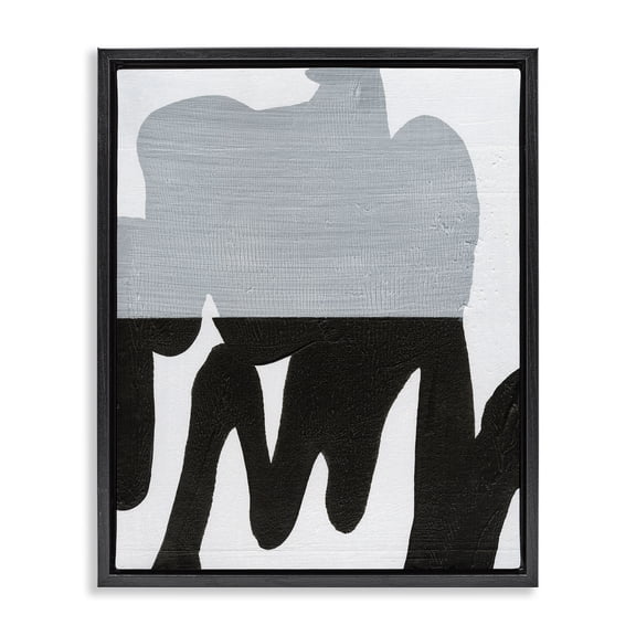 Stupell Industries Mid-Century Opaque Black & Grey Form Black Floating Frame Canvas Art, 17 x 21, by Jodi Fuchs