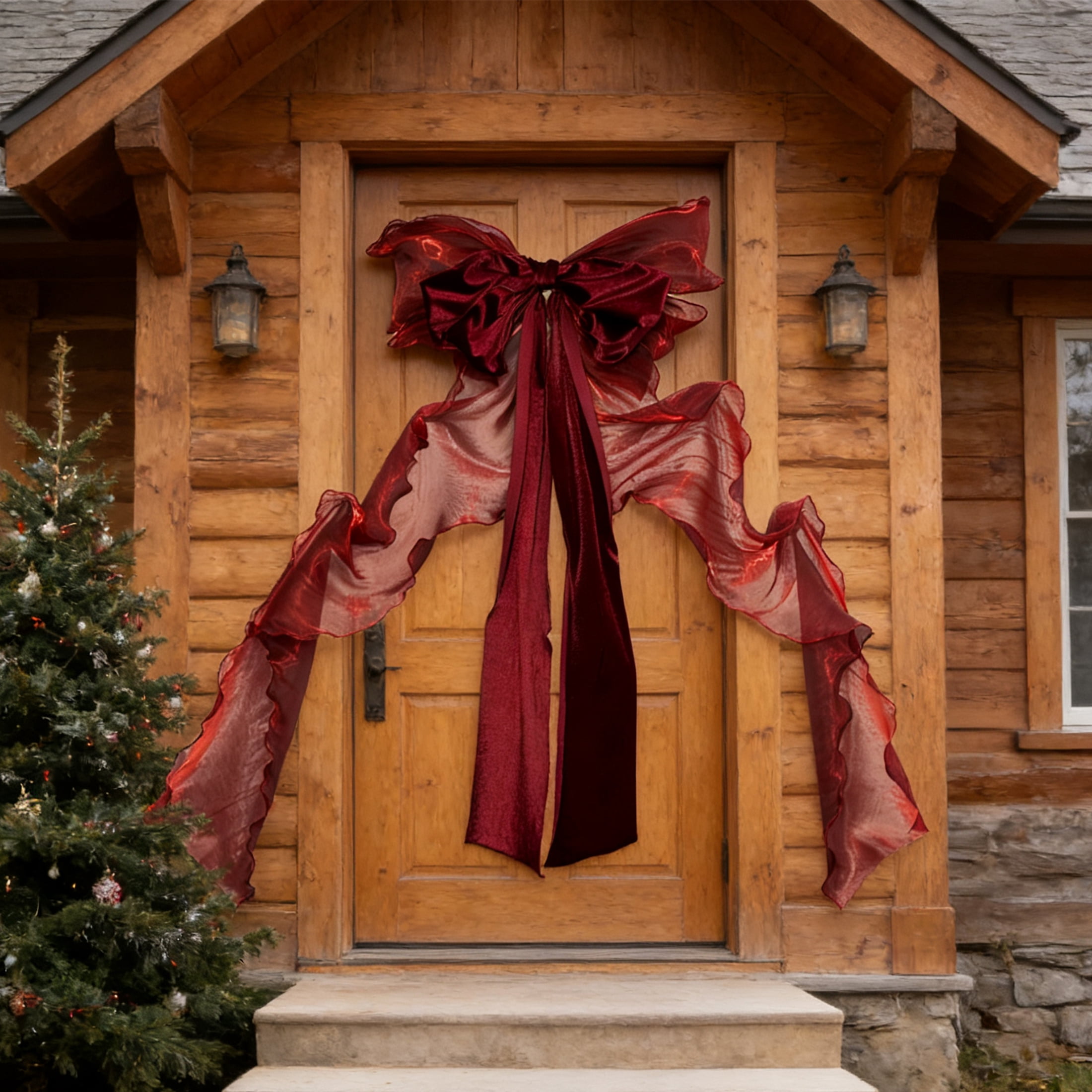 My Texas House Red Jumbo Satin Christmas Tree Topper Bow, 19"x68"