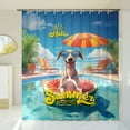 thumbnail image 3 of Hello Summer Italian Greyhound Pool Day on Watermelon Float Shower Curtain Greyhound Dog Lover Waterproof Bathroom Bathtub Curtain - 13008, 3 of 5
