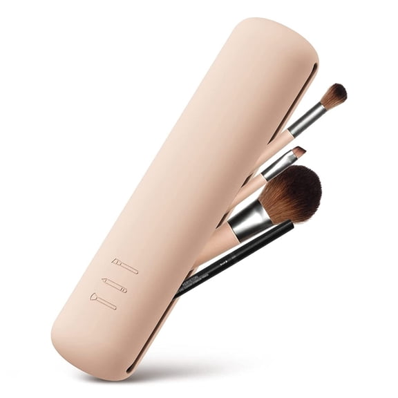 Silicone Makeup Brush Holder, Portable Travel Case with Magnetic Side Opening