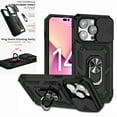thumbnail image 1 of Nalacover Heavy Duty Armor Case for iPhone 14 Pro Max, Rugged PC Soft TPU Military Grade Shockproof Metal Magnetic Plate Shockproof Cover with Camera Lens Sliding Ring Holder Kickstand Case,Black, 1 of 8