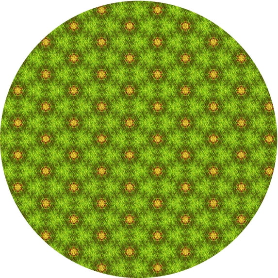 Ahgly Company Machine Washable Indoor Round Transitional Green Area Rugs, 3' Round