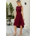 thumbnail image 6 of HVEOO Women's Sexy Round Neck Sleeveless Faux Wrap Ruched Sheath Cocktail Party Work Dress, Burgundy Size XXL, 6 of 10