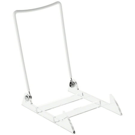 Gibson Holders 4PL Adjustable White Wire and Clear Acrylic Display Easel, 3.875" W x 5.375" D x 6.25" H, Pack of 12