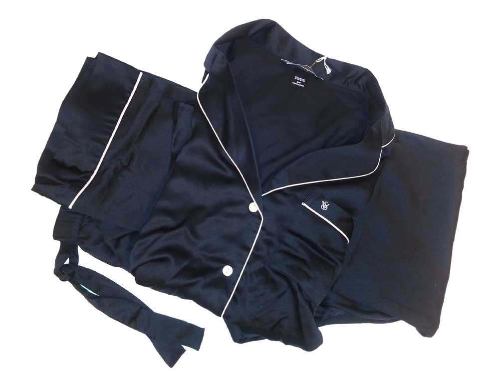 Victoria's Secret - Victoria's Secret 2PC Black Long Satin Pajama Shirt Pants Small - Walmart 