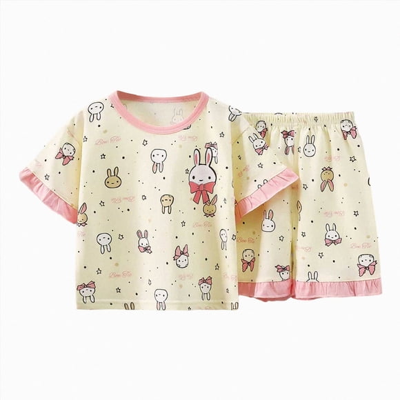 Gubotare Kids Summer Pjs Girls Girls Pajamas Silk Satin Pajama Sleepwear Button Down Pj Set Loungewear Girls Pajama Shorts Set Size 9-10 (Beige,9-10 Years)