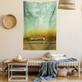 thumbnail image 2 of Jazz Music Tapestry, Old Worn Trumpet Stands Alone Against a Grungy Wall Outside of Jazz Club, Wall Hanging for Bedroom Living Room Dorm Decor, 40W X 60L Inches, Teal Beige Mustard, by Ambesonne, 2 of 5