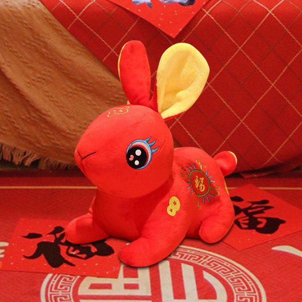 Juguete de Peluche Conejo CUTICAT 30cm para Decoración de Año Nuevo Rojo