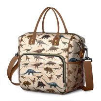 Beige Realistic Dinosaurs Pattern Womens Lunch Box for Work,Insulated Large Lunch Bag for Tween and Teen,Loncheras Para Mujer,Leakproof Adult Lunch Bag for Work,Beach,Travel,Picnic,Camping