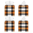 thumbnail image 2 of Goofa Orange Plaid Tissue Box Cover PVC Leather Tissue Holder Square Facial Tissue Case Facial Paper Organizer Dispenser for Bathroom, Vanity Countertop, 2 of 8