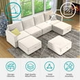 thumbnail image 7 of BALUS U Shaped Sectional Sofa with Storage, 7 Seater Modular Sectional Sofa with Adjustable Back and Armrests, Oversized Sleeper Sofa Couch Bed, Convertible Couches for Living Room, Beige, 7 of 7