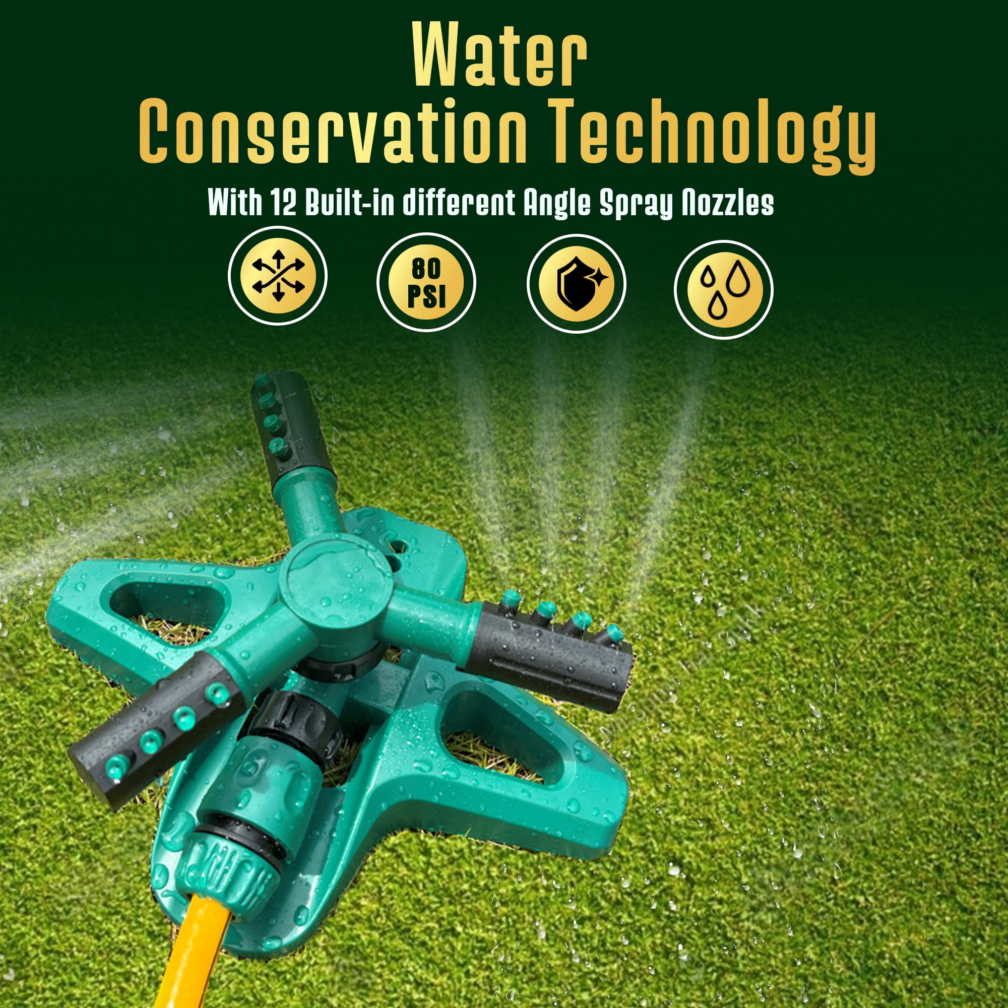 Sprinklers for Yard, Large Coverage Area, Household Lawn Irrigation System for Plants, 2 Pack