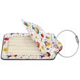 thumbnail image 4 of Rocae Childrens Party for Leather Luggage Baggage Tags ID Label Privacy Cover ID Label with Stainless Steel Loop and Address Card, 4 of 5