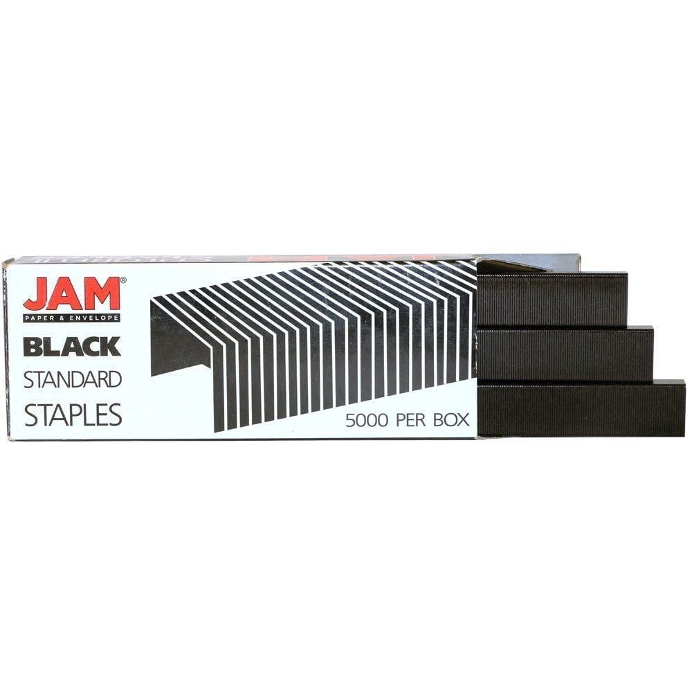 JAM Paper Office & Desk Set, Black, 1 Stapler & 1 Staples, 2 Pack