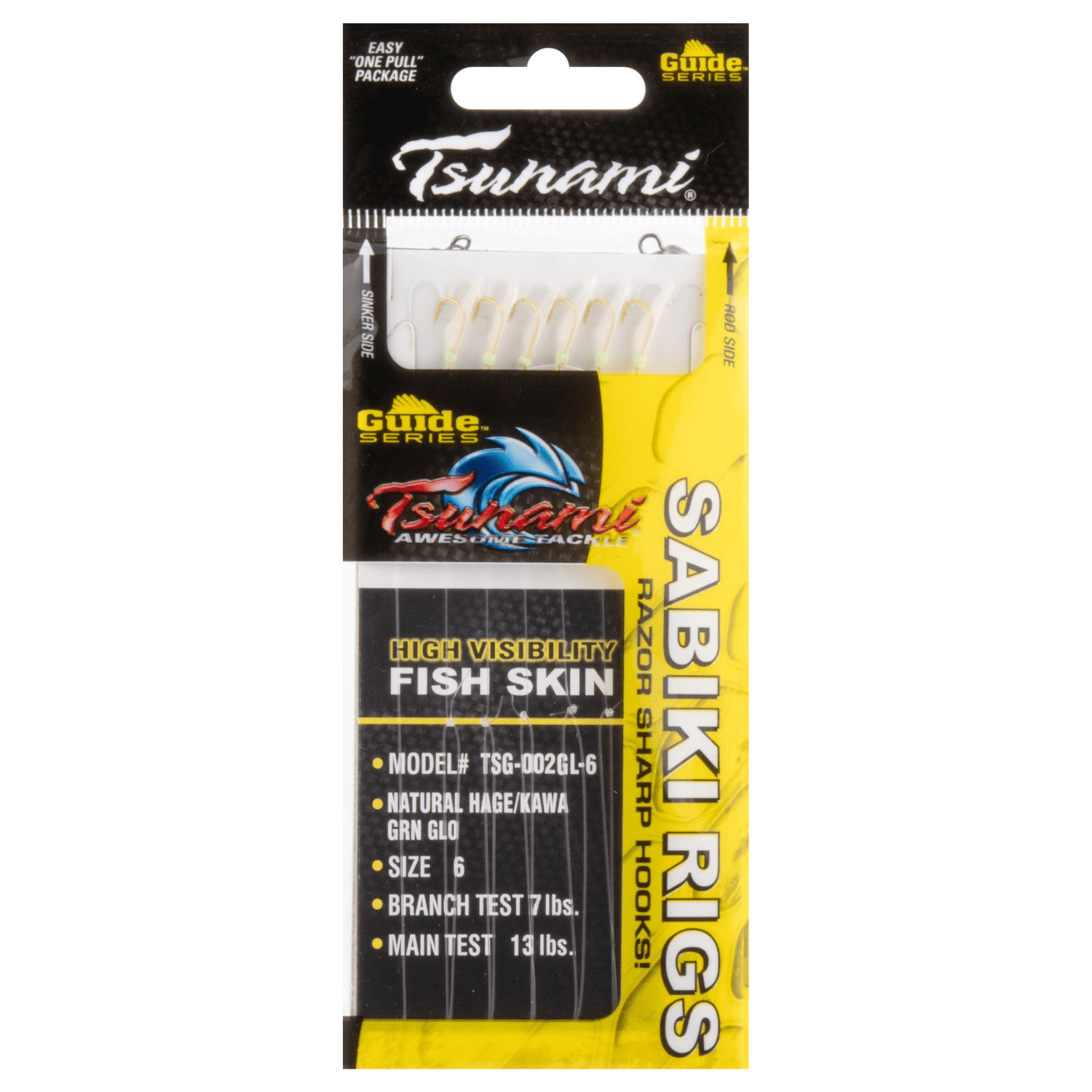 (4 pack) Tsunami Sabiki Rig-Natural Hage/Kawa Grn Glo