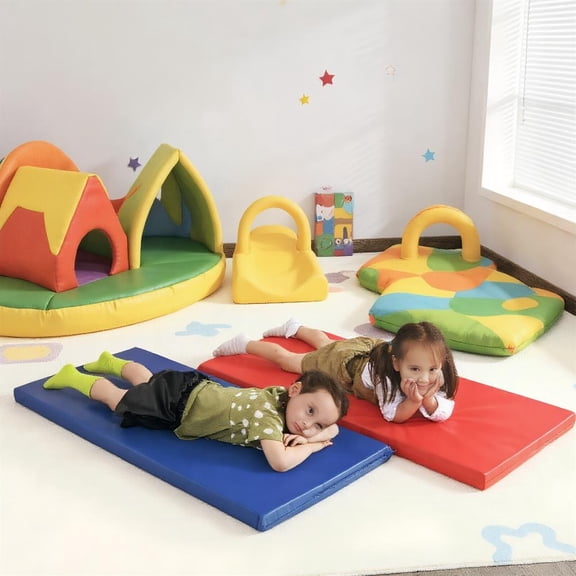 Topcobe 5 Pack 2 Inch Toddler Thick Rainbow Rest Nap Mats, Travel Sleeping Bag for Girls