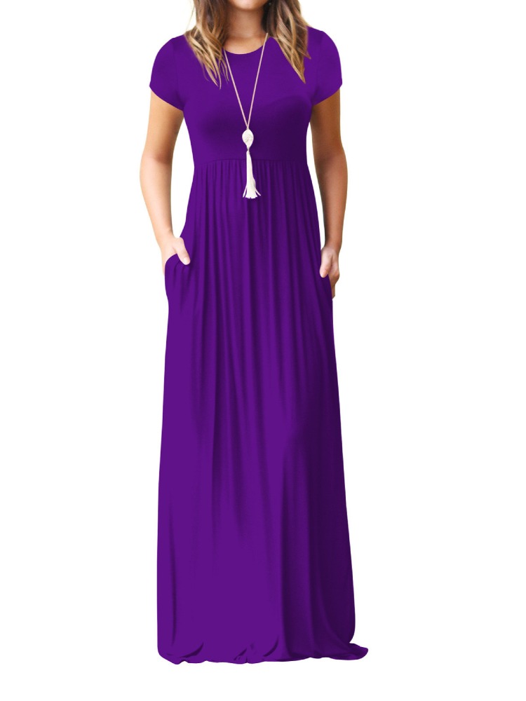 SySea Short Sleeve Solid Color Long Maxi Dress with Pocket Walmart