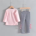 thumbnail image 3 of Baby Toddler Girls Clothes Sets Kids Long Sleeve Bow Shirts Tops Stripe Pants Fall Winter Outfits, 3 of 4