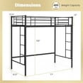 thumbnail image 3 of Costway Twin Size Heavy Duty Metal Loft Bed with Safety Guardrail, Black, 3 of 10