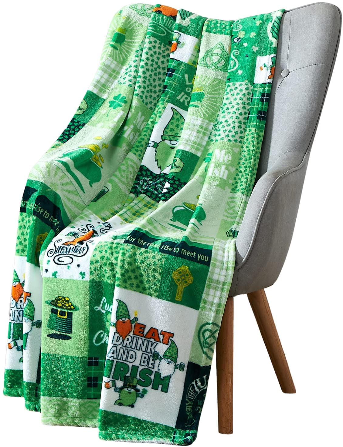 Serafina Home St. Patrick's Day Irish Hand Towels: Two Toned Green Lucky Blessed Charmed Clover Embroidery, 100% Cotton, White 16" X 25