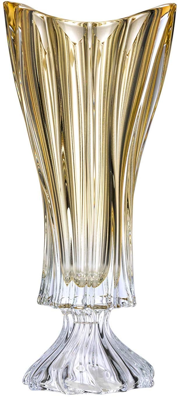 Crystal Glass Vase12 " Centerpiece Flower Bud Vase Red Color Bohemia Crystal NEW 