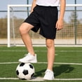 thumbnail image 2 of CONZONE Boys Workout Shorts Baggy Fitness Running Shorts for Kids Elastic Waist Solid Color Football Shorts With Pocket, 2 of 7