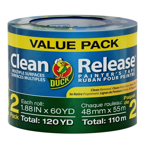 Duck Clean Release 1.88 in. x 60 yd. Blue Painter's Tape, 2 Rolls