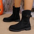 thumbnail image 5 of Miluxas Slouchy Mid Calf Flat Boots for Women Pull On Round Toe Fall and Winter Fashion Comfortable Boots Black 9(42), 5 of 9