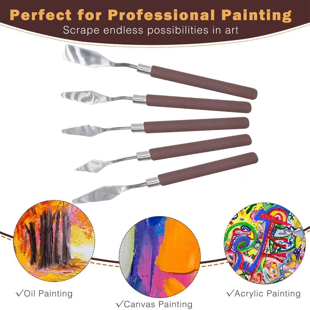 3Pcs Stainless Steel Oil Painting Knives #0 #5 #14 Artist Crafts Spatula  Palette Knife Pigment Blender Mixing Scraper Art Tool