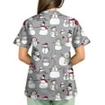 thumbnail image 4 of Garbnen Christmas Scrubs Top for Women V Neck Short Sleeve Women's Tops Xmas Printed Nurse Working Uniforms with Pockets S-5XL, 4 of 6