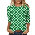 thumbnail image 2 of Ounisa Womens Tops 3/4 Sleeve St. Patrick's Day T-Shirts Crew Neck Spring Graphic Tee Clothes, 2 of 7