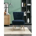 thumbnail image 2 of Teddy Fabric Button Accent Slipper Chair, Accent Armless Chair with Wooden Legs,Wooden Frame, Upholstered Slipper Chair For Dining Room, Living Room, Bedroom,Blue, 2 of 8