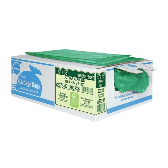 Ralston 297307 2900 Series Industrial Garbage Bags Strong 30 x 38” Green (Box of 200)