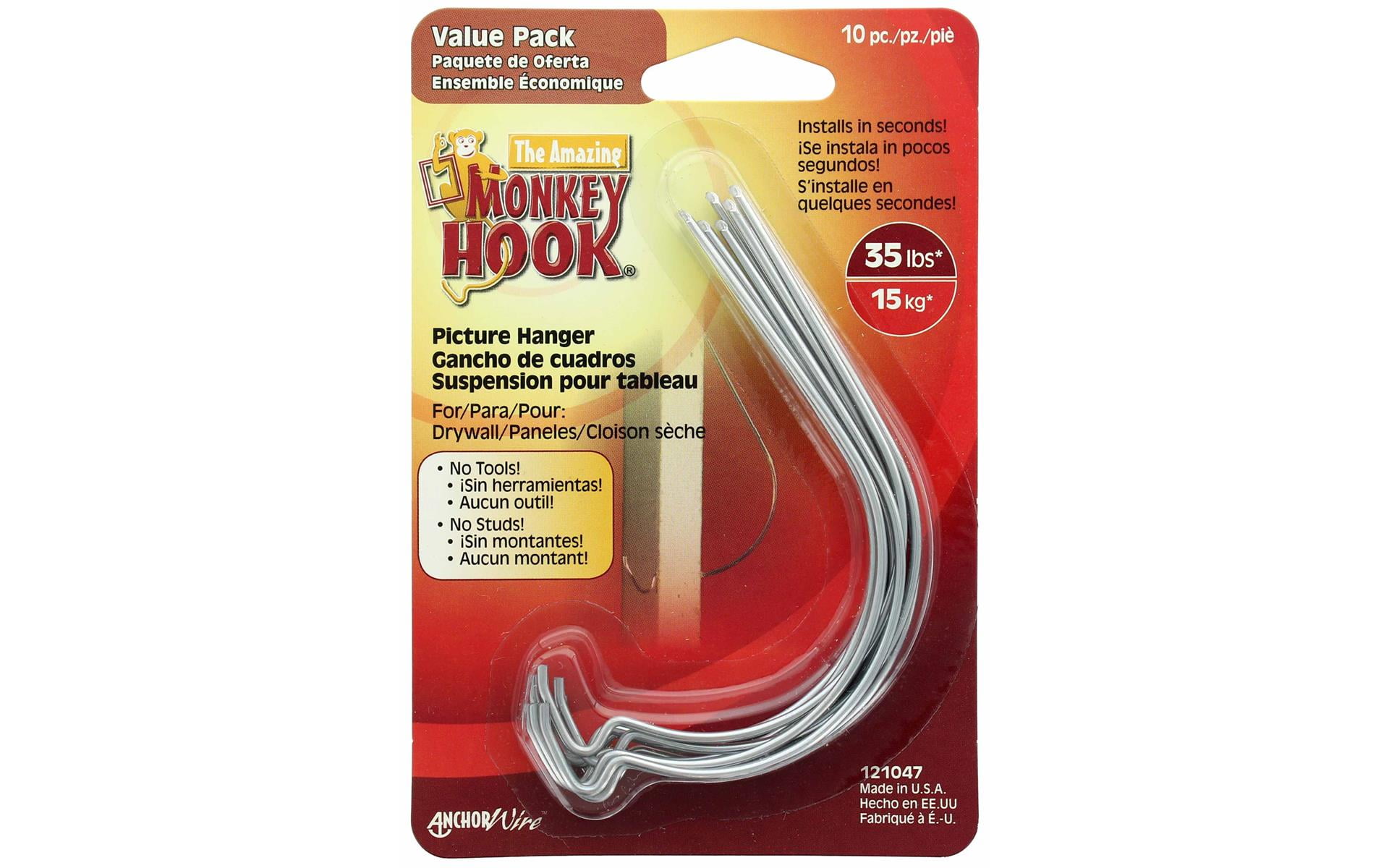 Hillman Picture Hanger 35lb Monkey Hook 10pc