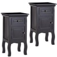 thumbnail image 1 of Costway 2PC Table de Chevet Noire avec Tiroir et Armoire de Rangement, Table d'Appoint en Bois, 1 of 7